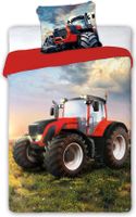 Dreamee Dekbedovertrek Tractor rood 140 x 200 cm 70 x 90 cm - 100% katoen - thumbnail