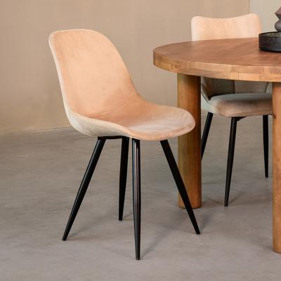 LABEL51 Eetkamerstoel Capri - Zand - Fluweel - Black Frame