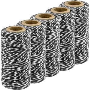 Zwart/wit bakkerstouw - 5x - 50 meter - hobby materiaal - Baktouw/slagerstouw/bindtouw