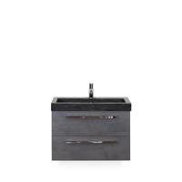 Seville Badmeubelset 80 cm - Beton Antraciet - Wastafel Hardsteen Wit Lucca