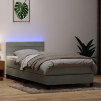 Boxspring met matras en LED fluweel lichtgrijs 80x220 cm