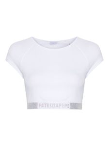 Patrizia Pepe haut crop à ornements en cristal - Blanc