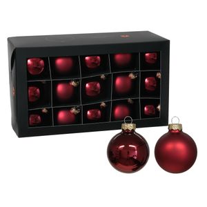 Othmar Decorations kerstballen - 36x - donkerrood - glas - 6 cm - glans/mat   -