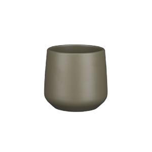 Mica Decorations Bloempot/plantenpot - mat taupe - H13.5 x D14 cm - keramiek