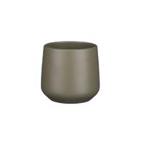 Mica Decorations Bloempot/plantenpot - mat taupe - H13.5 x D14 cm - keramiek