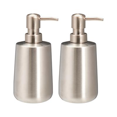 Zeeppompje/dispenser Artistic - 2x - rvs - zilver - 8 x 17 cm - 300 ml
