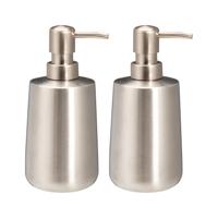 Zeeppompje/dispenser Artistic - 2x - rvs - zilver - 8 x 17 cm - 300 ml