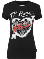 Philipp Plein t-shirt Sexy Pure Fit à imprimé cœur - Noir