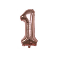Cijferballon XL 1 - Rose goud - Feestversiering - 81 cm