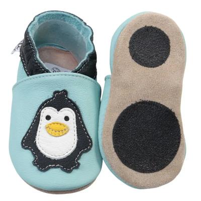Hobea babyslofjes extra antislip Pinguin hellblau-26-27