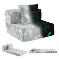 Drie-in-één Kinderbedbank Slaapbank Met Schuimvulling En Afneembare Hoes Glow-in-the-dark Opvouwbare Zitting