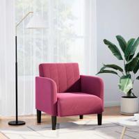 Fauteuil met armleuningen 54 cm fluweelrood wijnrood