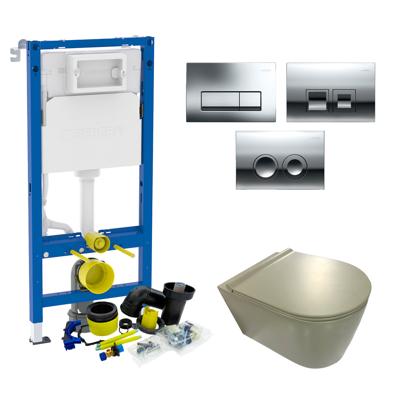 Geberit UP100 Toiletset set49 Civita Randloos Mat Legergroen Met Delta drukplaat