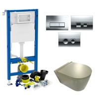 Geberit UP100 Toiletset set49 Civita Randloos Mat Legergroen Met Delta drukplaat