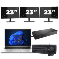 HP EliteBook 860 G9 - Intel Core i5-12e Generatie - 16 inch - 8GB RAM - 256GB SSD - Windows 11 Home + 3x 23 inch Monitor