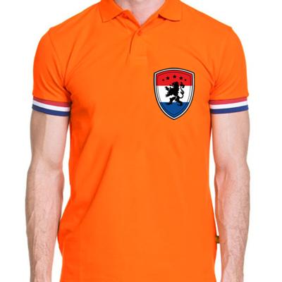 EK / WK supporter poloshirt - heren - oranje schild - Leeuw - Koningsdag - grote maat