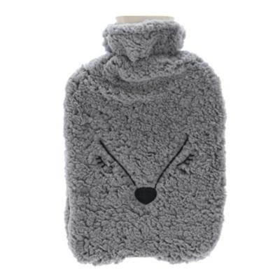 Warmwaterkruik - 2L - grijs - kruik met hoes - vos - dierenkruik