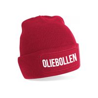 Oliebollen muts unisex - one size - rood - apres-ski muts