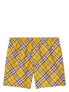 Burberry short de bain à carreaux - Jaune