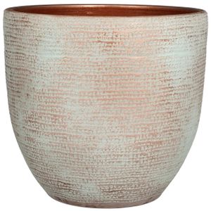 Plantenpot/bloempot Carrie terracotta koper met flakes patroon - D39/H36 cm