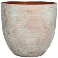 Plantenpot/bloempot Carrie terracotta koper met flakes patroon - D39/H36 cm - thumbnail