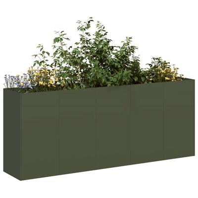 Plantenbak 200x40x80 cm koudgewalst staal olijfgroen