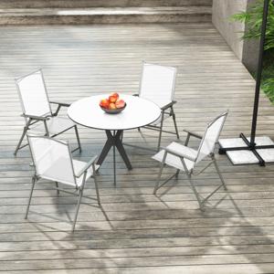 4-Delige Opvouwbare Tuinstoelen Hoge Stoelen met Weerbestendige Stof Draagbare Metalen Buitenstoelen Wit / Grijs / Zwart