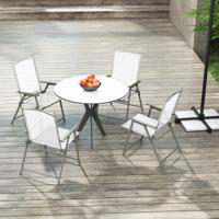 4-Delige Opvouwbare Tuinstoelen Hoge Stoelen met Weerbestendige Stof Draagbare Metalen Buitenstoelen Wit / Grijs / Zwart