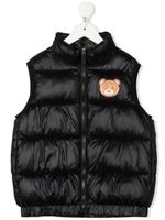 Moschino Kids gilet matelassé à logo imprimé - Noir