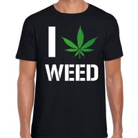 I love weed / drugs fun t-shirt zwart voor heren