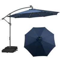 3 m Tuinparasol met Zandzakken Parasol met 32 LED-lichten UV-Bescherming Terrasparasol voor Tuin Zwembad Terras