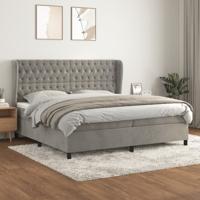 Boxspring met matras fluweel lichtgrijs 200x200 cm