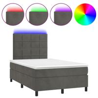 Boxspring met matras en LED fluweel donkergrijs 120x190 cm