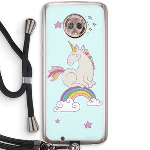 Regenboog eenhoorn: Motorola Moto G6 Transparant Hoesje met koord