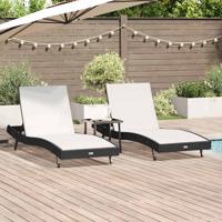 Ligstoel 3 pcs Zwart en Wit 197 x 70 x 82 cm poly rattan