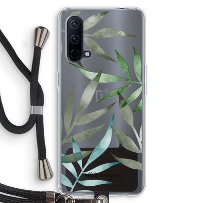 Tropical watercolor leaves: OnePlus Nord CE 5G Transparant Hoesje met koord