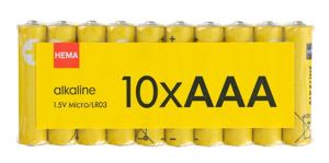 HEMA AAA Alkaline Batterijen - 10 Stuks