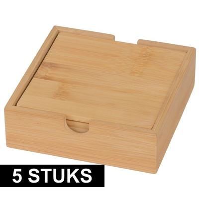 Bamboe houten glazen onderzetters - 20x stuks - vierkant - 10x10 cm