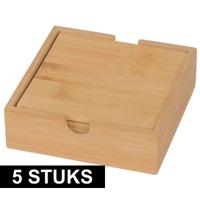 Bamboe houten glazen onderzetters - 20x stuks - vierkant - 10x10 cm