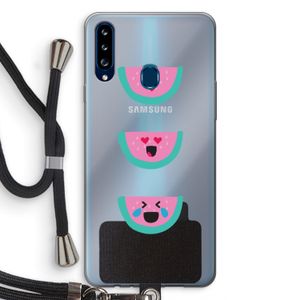 Smiley watermeloen: Samsung Galaxy A20s Transparant Hoesje met koord