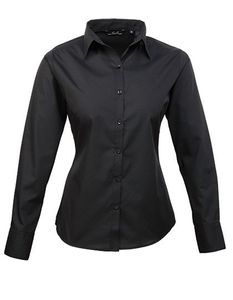 Premier Workwear PW300 Ladies` Poplin Long Sleeve Blouse
