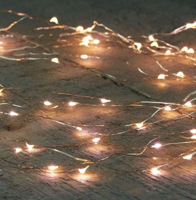 LED cascade zilverdraad 100l/10x1 m warm wit CONNECT - Annas collection