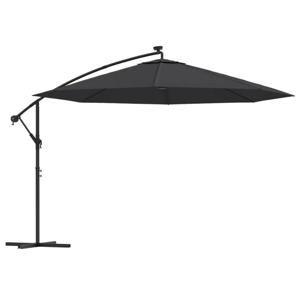 The Living Store Hangende Parasol Luxe - Zwart - 350 x 290 cm - LED-verlichting