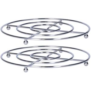 2x Stuks ronde pannen onderzetter zilver Cuisine 20 cm van verchroomd metaal