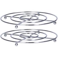 2x Stuks ronde pannen onderzetter zilver Cuisine 20 cm van verchroomd metaal