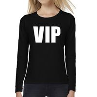 VIP tekst t-shirt long sleeve zwart voor dames - thumbnail