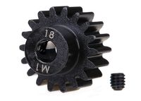 Traxxas - Gear, 18-T pinion (machined) (1.0 metric pitch) (fits 5mm shaft)/ set screw (TRX-6491R) - thumbnail