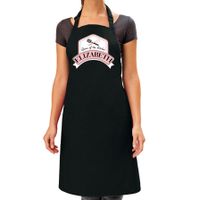 Queen of the kitchen Elizabeth keukenschort/ barbecue schort zwart voor dames   - - thumbnail
