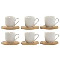 Set van koffiekopjes Home ESPRIT Wit Bamboe Porselein 90 ml