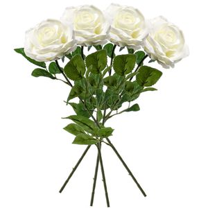 6x Creme rozen Marleen kunstbloemen 63 cm